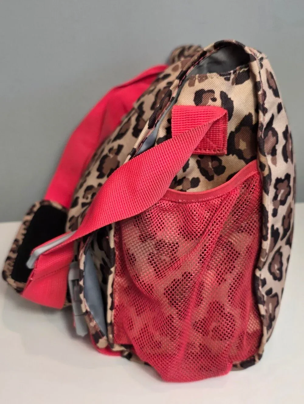 Lands End Leopard Print Messenger Tote Bag Backpack Back to School Travel Work